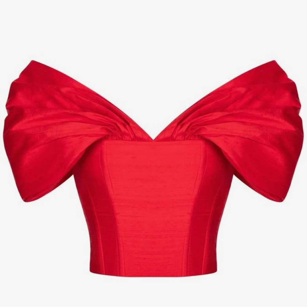 Red Off-Shoulder Corset Top with Boning US 4 / EU 38